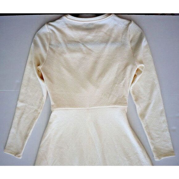 Halogen HA409017MI Women's Sz S Antique White L/S Wrap Design Midi Dress - Picture 6 of 7